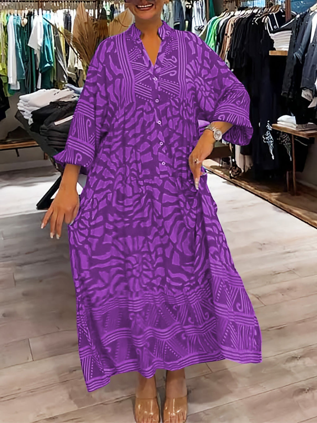 Mira | Robe Imprimée à Décolleté en V (Presque épuisée)