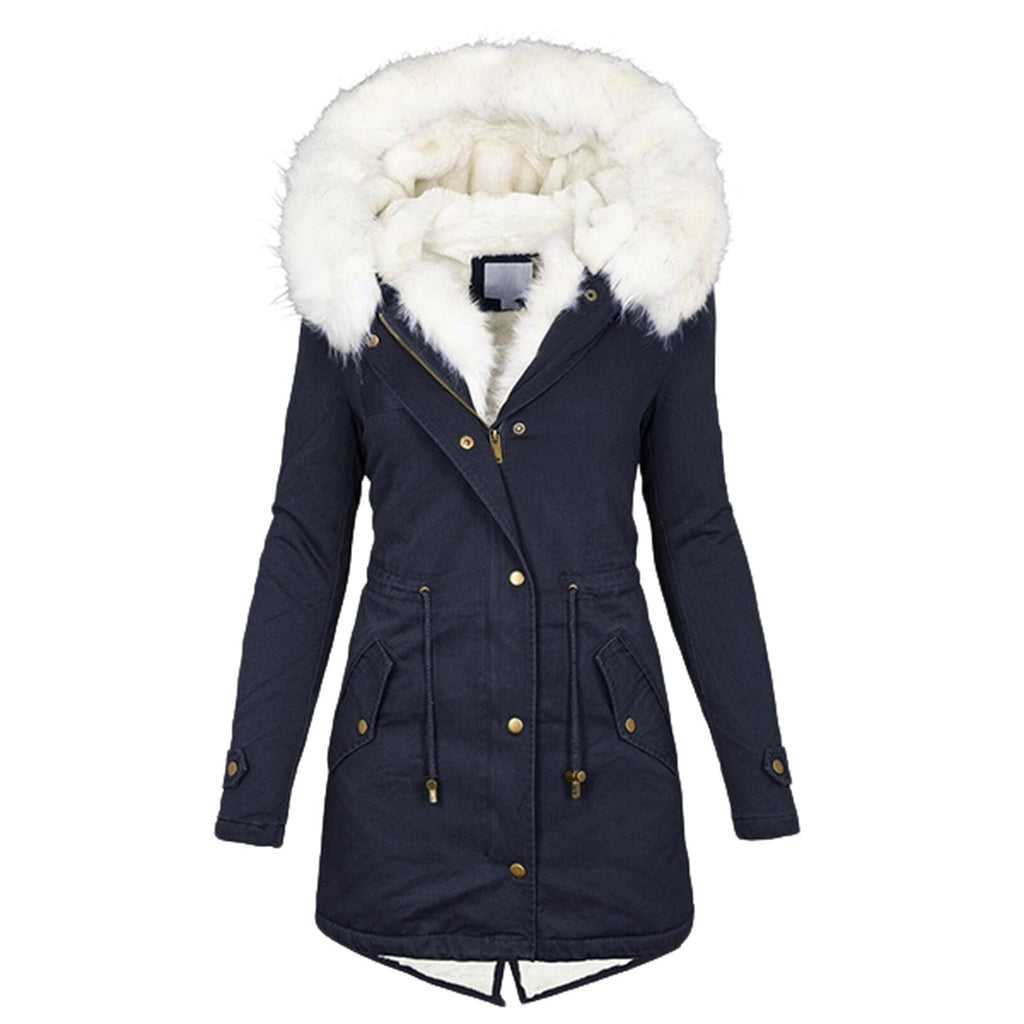 Manteau Parka Femme Doublé avec Doublure en Teddy, Capuche en Fourrure Synthétique Amovible et Ceinture Echo Archive