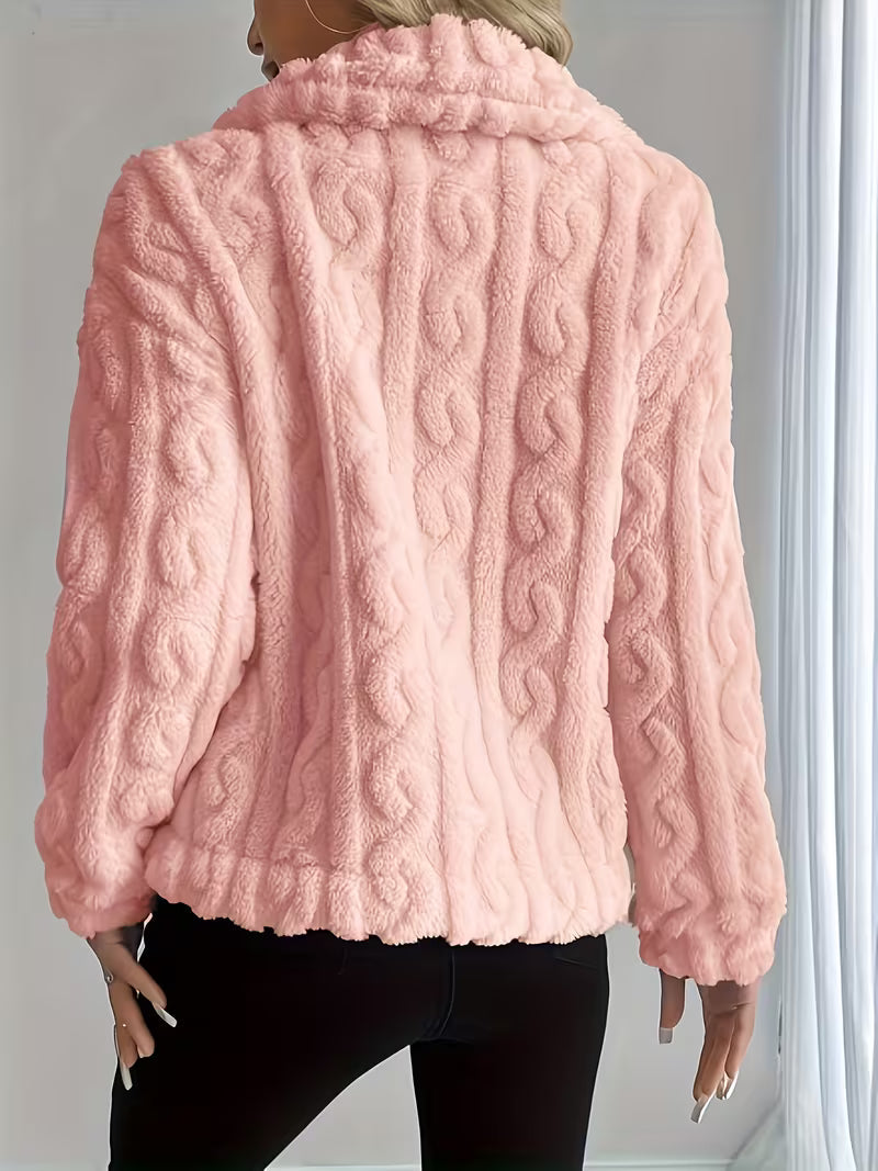 Veste teddy texturée pour femme à boutons élégants