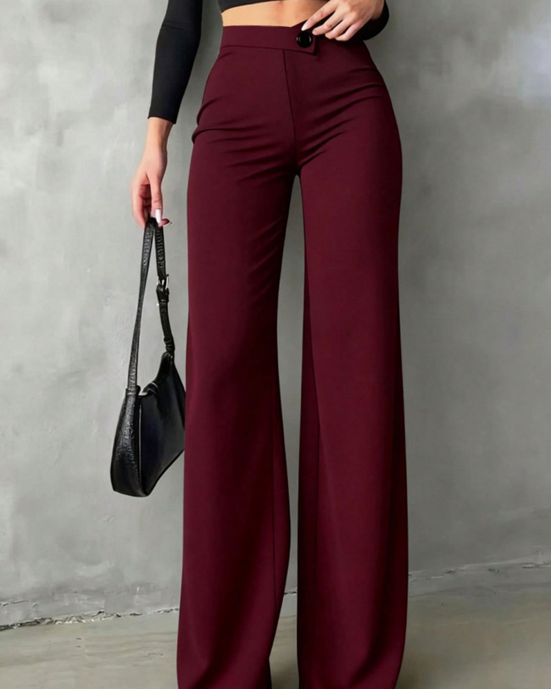 Pantalons de Costume Drapés Taille Haute