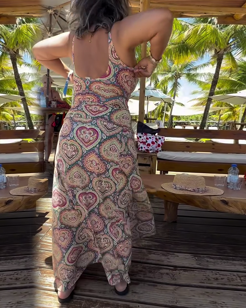 Maillot de bain sans bretelles imprimé cœur pour les vacances