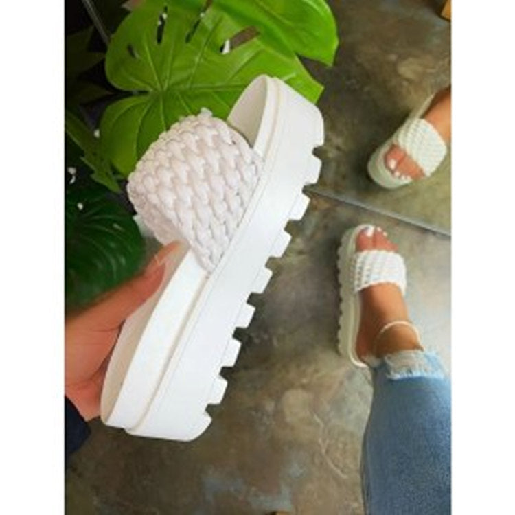 Sandales de bain tendance pour femmes avec dessus tressé et semelle antidérapante R&B