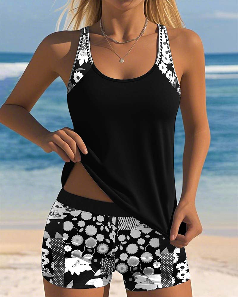 Maillot de bain boxer imprimé à débardeur