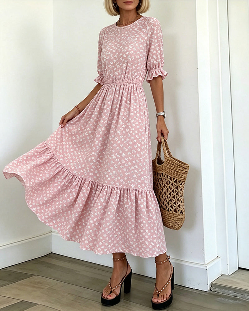 Robe Col Rond Imprimée