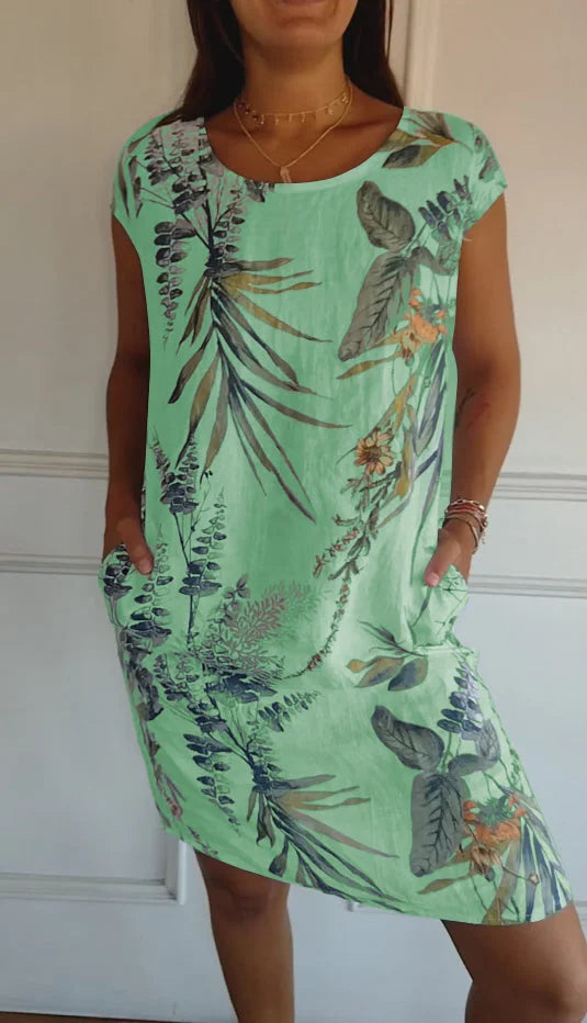 Robe d'été pour femmes avec poches et imprimé vif