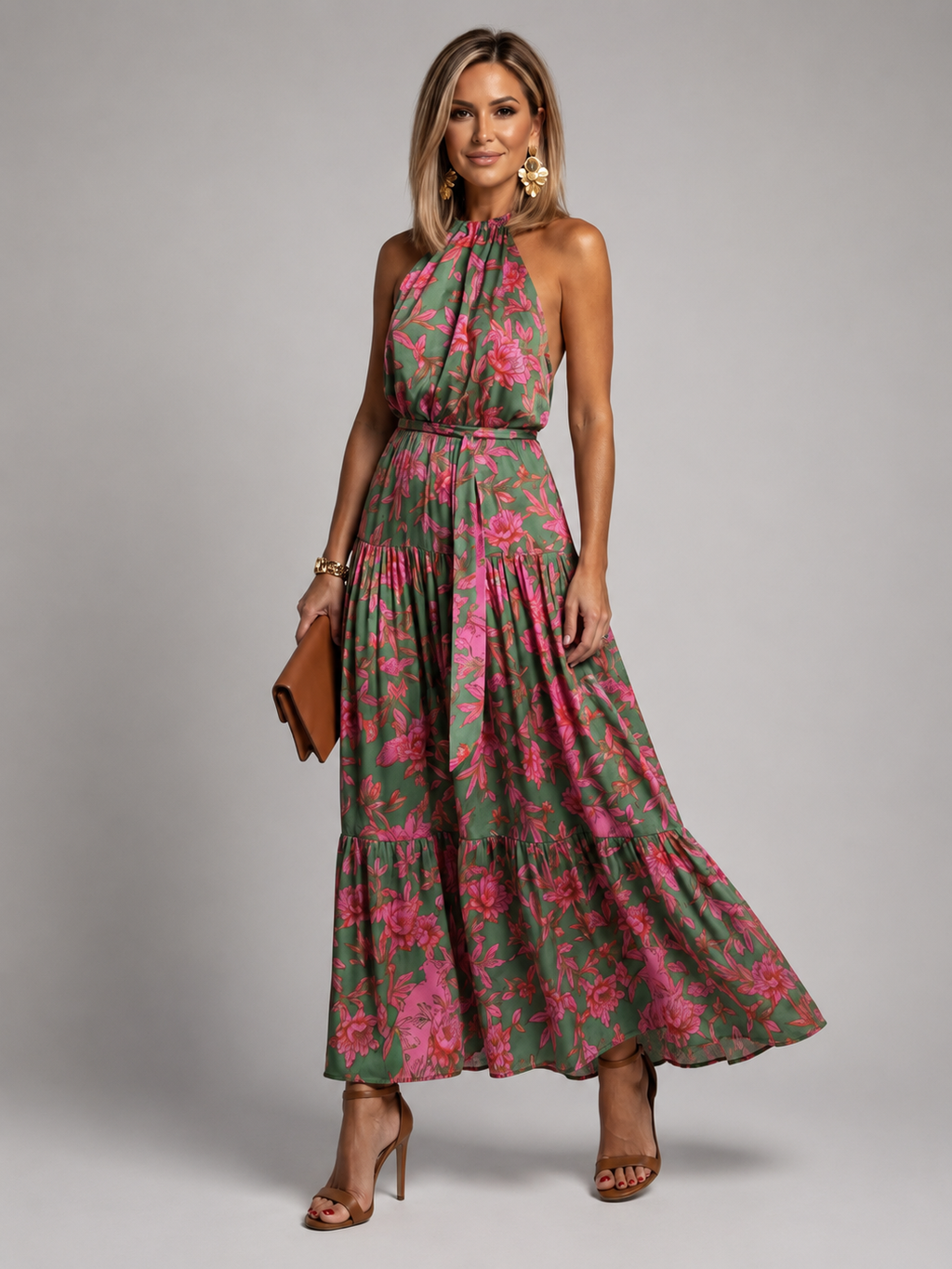 Rambell | Robe dos nu drapée avec imprimé floral