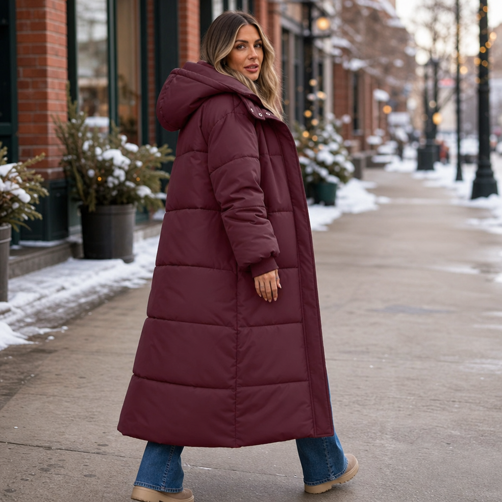 Elise | Manteau d'hiver long et élégant pour femmes avec capuche