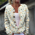 Cardigan en Tricot Inspiré par les Fleurs avec Silhouette Élégante