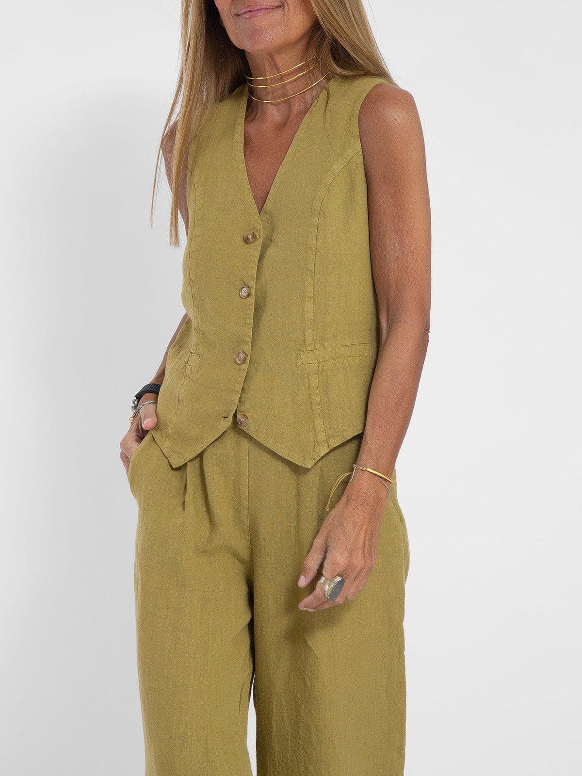 Aira™ - Ensemble gilet à boutons et pantalon ample