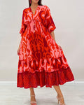 Robe Col V Imprimé Floral A-Ligne