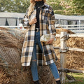 Elowen | Manteau long à carreaux pour femmes avec boutons