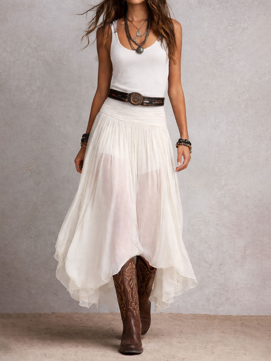 Eulee | Robe à double couche élégante avec ceinture à la taille