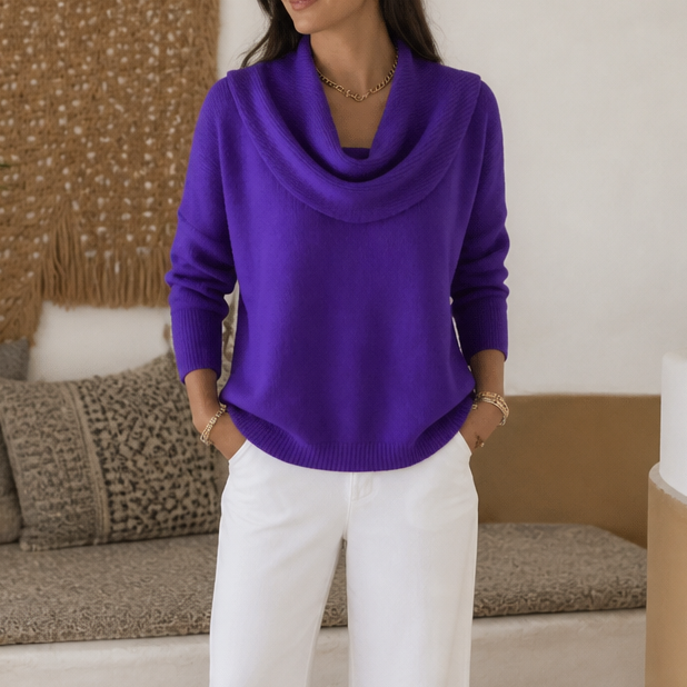 Isabelle | Pull en Tricot Élégant et Féminin avec Décolleté Drapé
