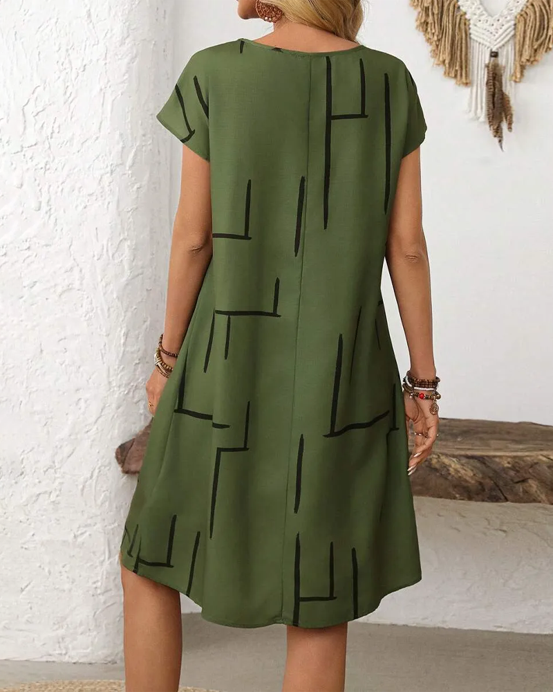 Rosavelle | Robe d'été confortable avec imprimé linéaire abstrait