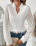 Blouse Élégante Col En V Évidé Volant