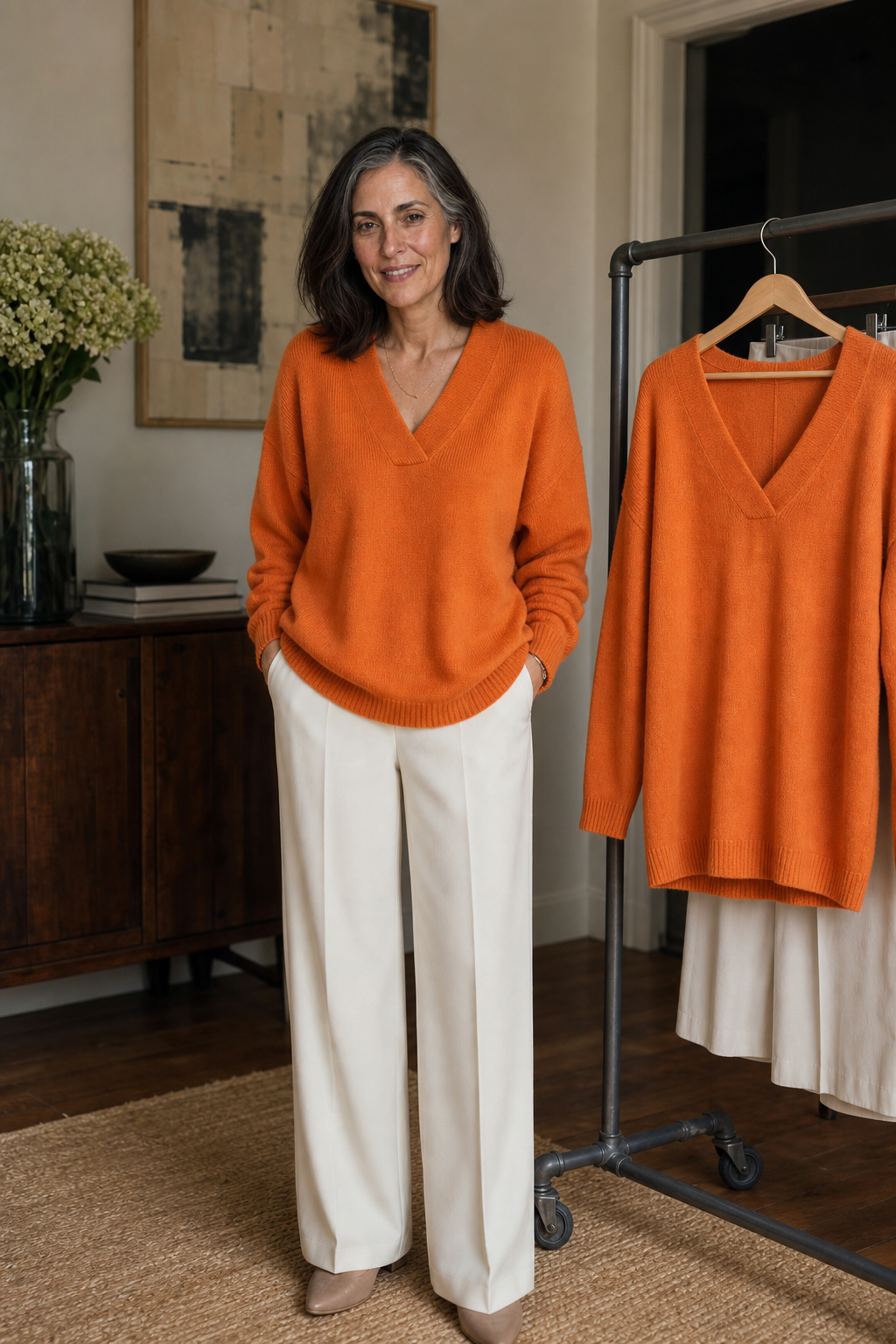 Elisa | Pull en maille côtelée moderne et léger avec décolleté en V