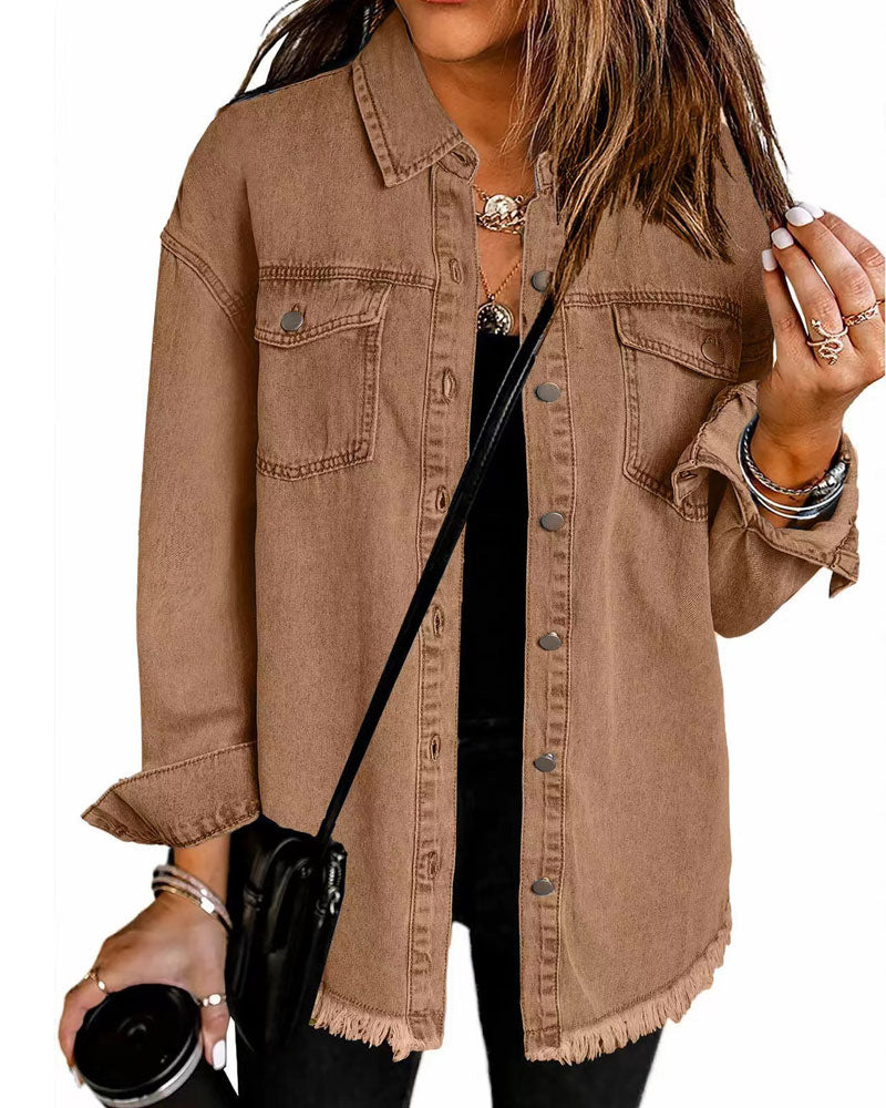 Chemise Lavée à Ourlet Effiloché