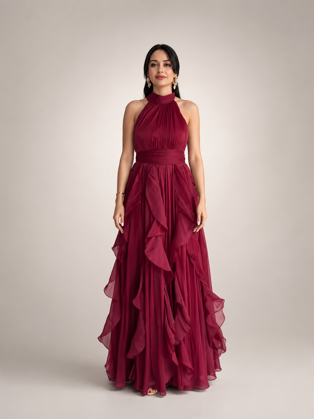 Christae | Robe longue à dos nu avec détails en volants