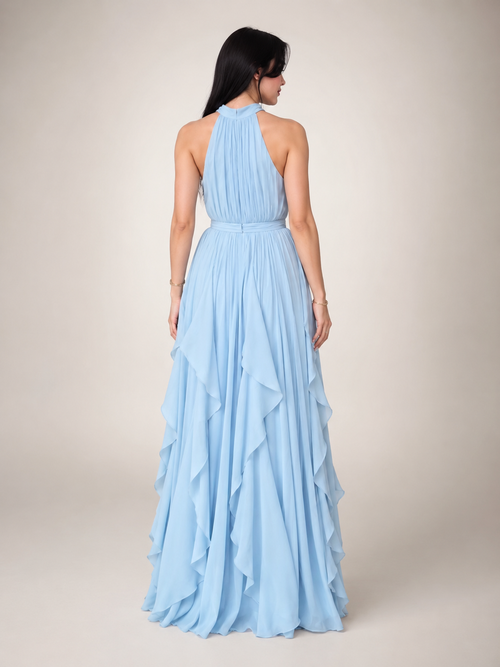 Christae | Robe longue à encolure halter avec détails en volants