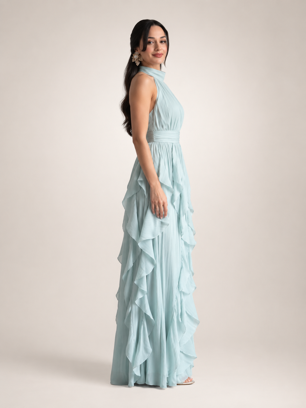 Christae | Robe longue à dos nu avec détails en volants