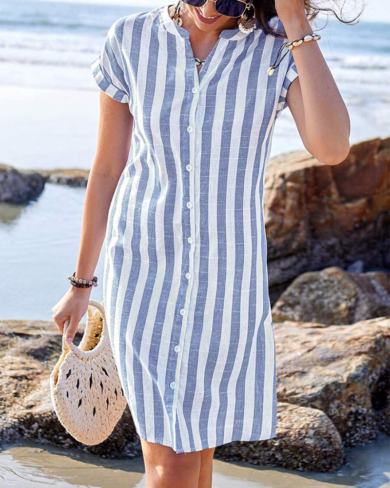 Martine™ - Robe chemise élégante à rayures