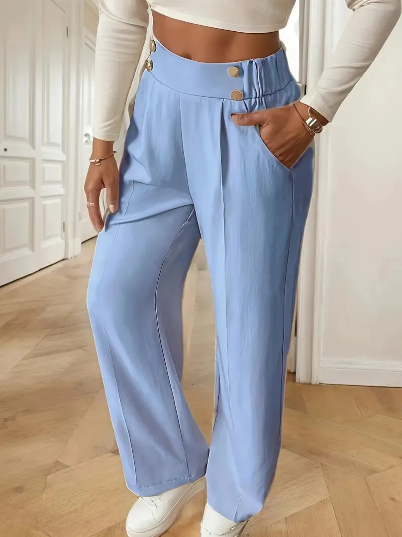 Julva | Pantalon Marlene taille haute avec détails en boutons