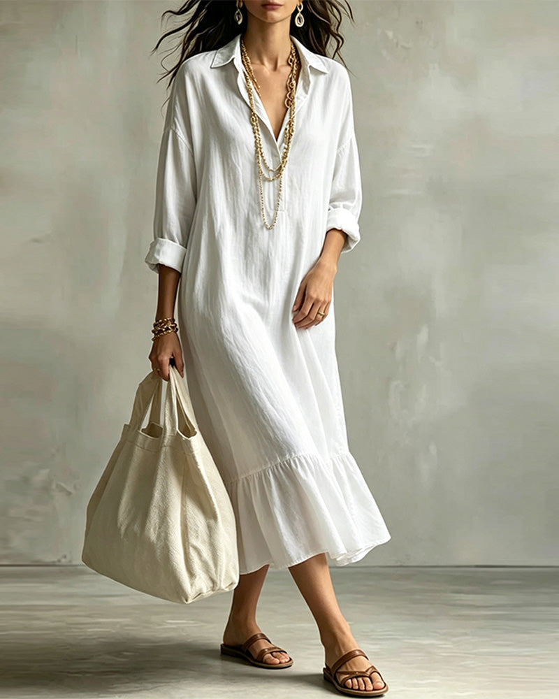 Robe Col Chemise Uni