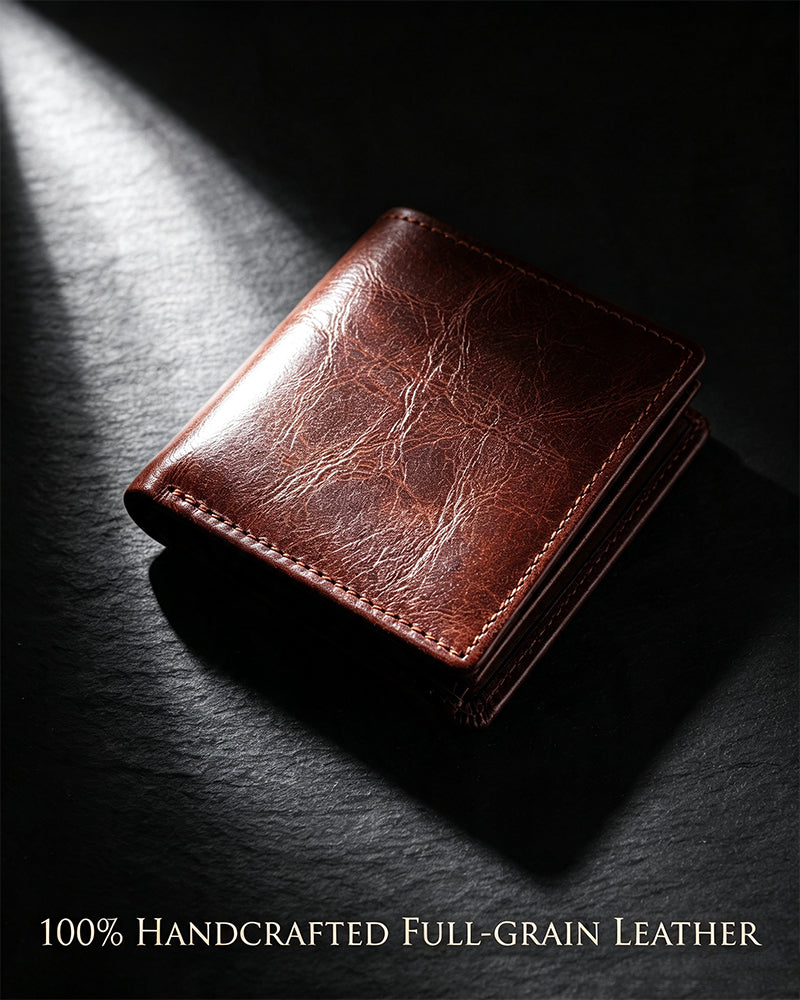 Portefeuille Homme En Cuir De Vache Huilé-Ciré Authentique Avec RFID
