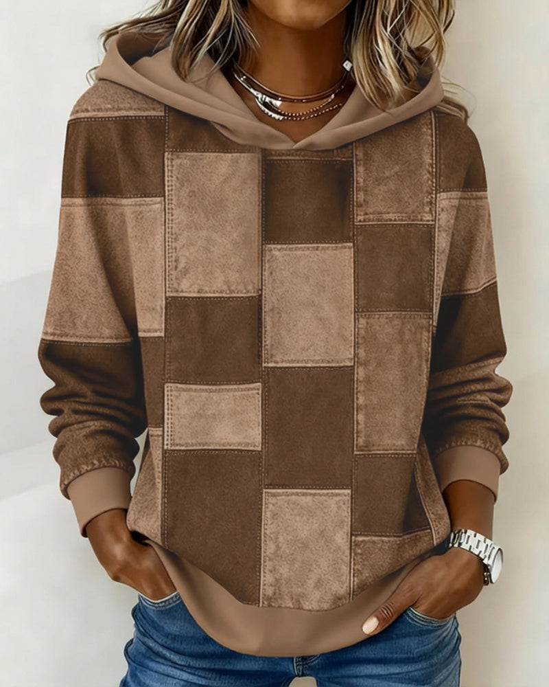 Hoodie à carreaux à manches longues