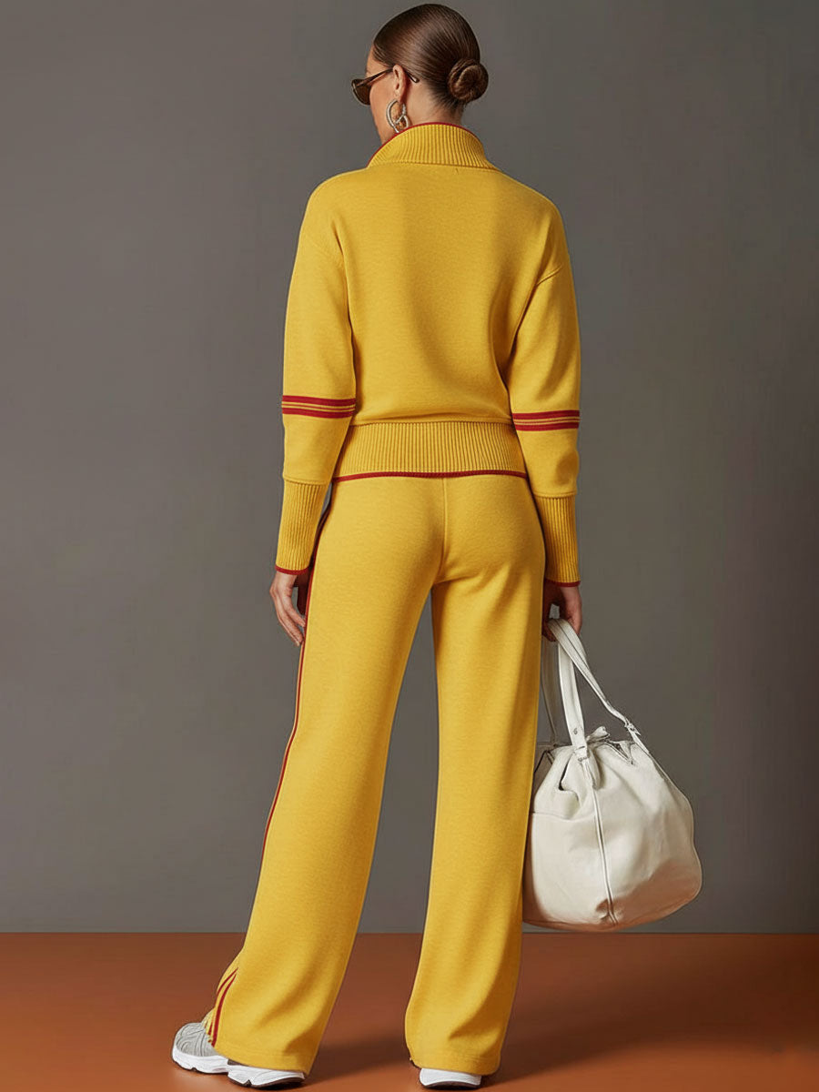 Sweat-shirt à demi-zip gris et blanc inspiré du vintage avec un ensemble de pantalon ample
