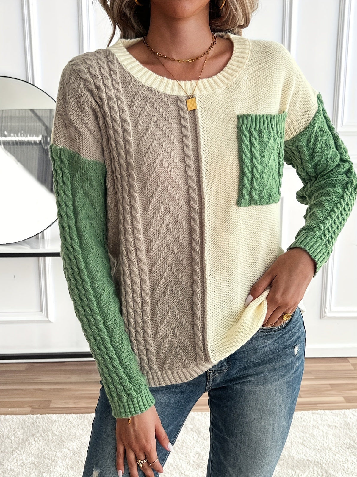 Delia | Pull en Câble Bicolore