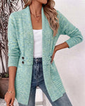 Cardigan Unie Bouton Orné