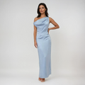 Robe Maxi de Mariage Drapée en Satin Coralie