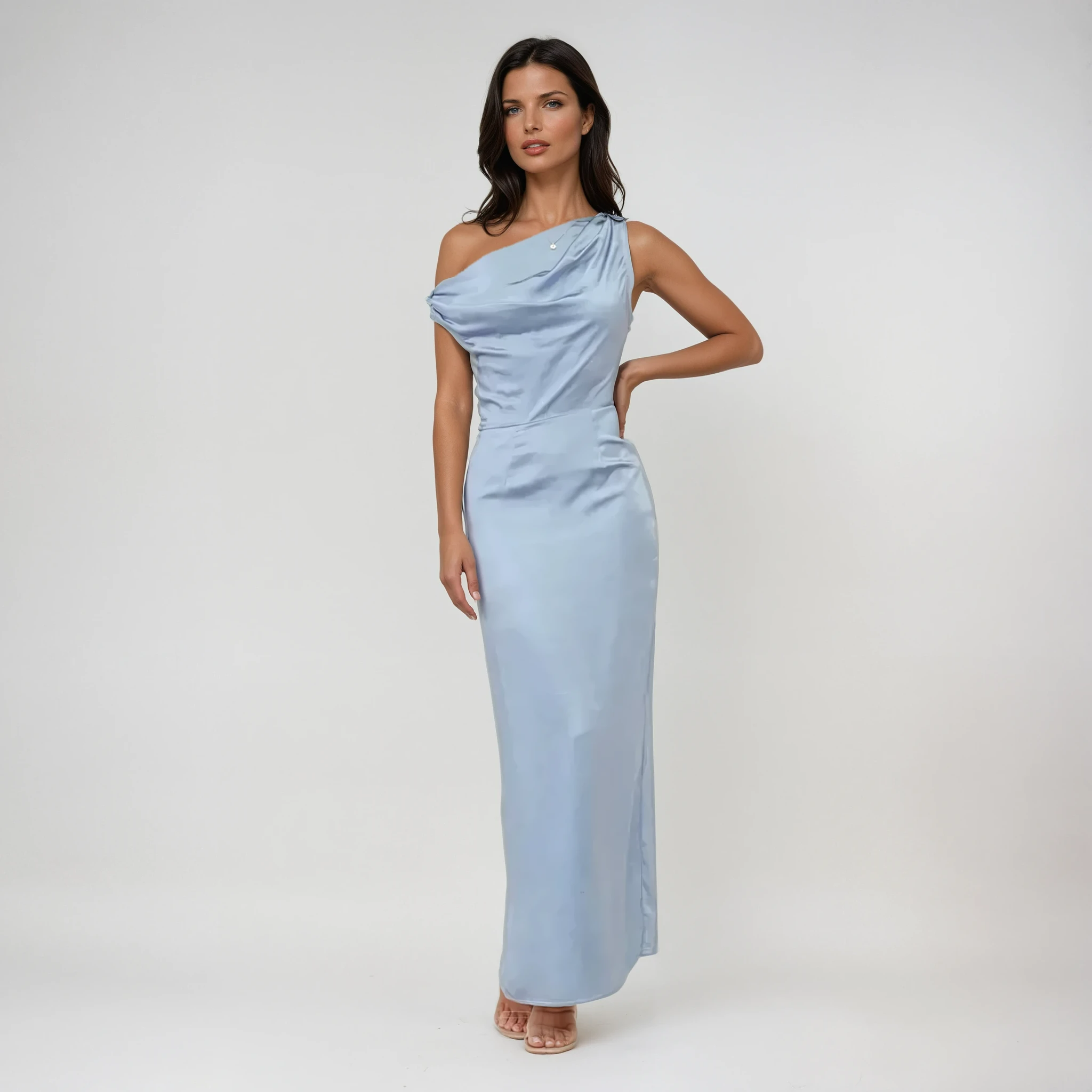 Robe Maxi de Mariage Drapée en Satin Coralie