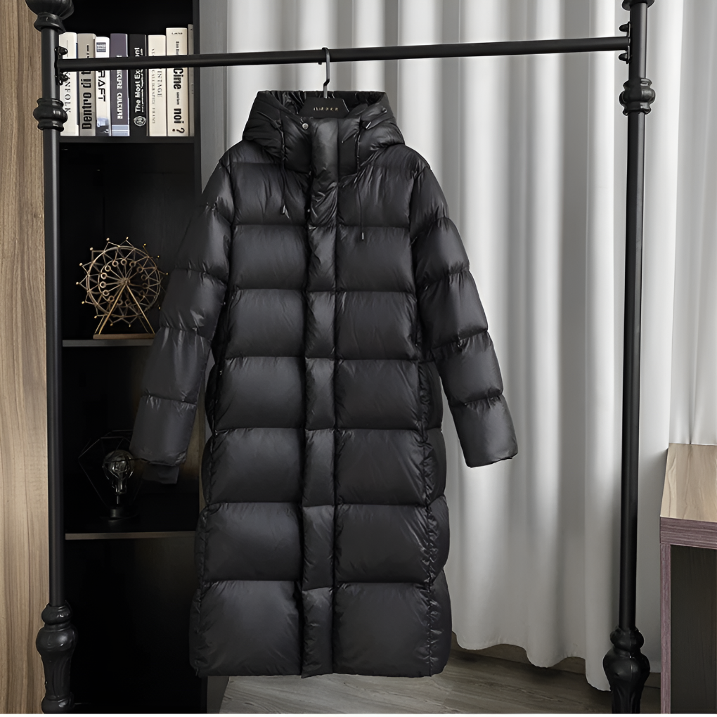 Doudoune Longue Femme avec Capuche et Poches pour l'Hiver