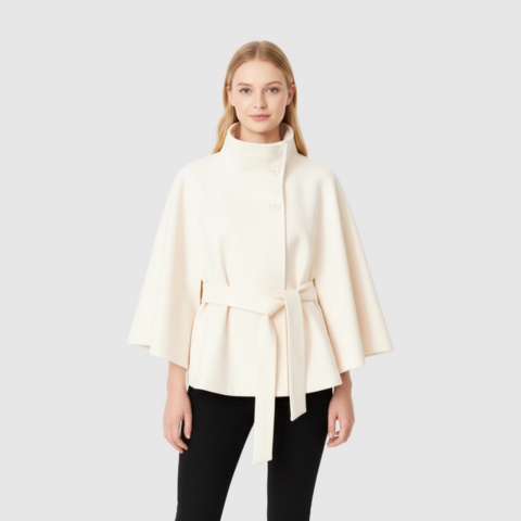 Manteau à col haut et ceinture pour femme | Hiver