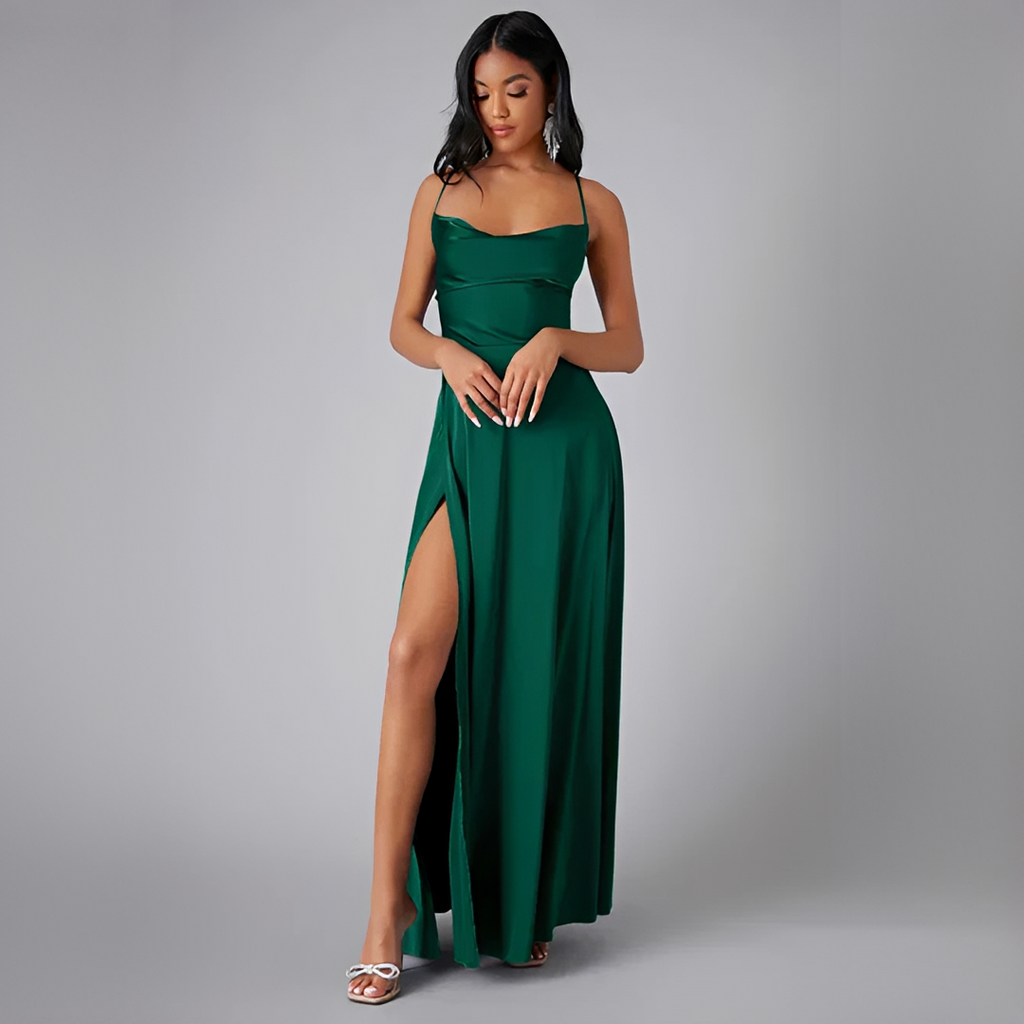 Robe Longue À Bretelles Avec Fente Haute Pour Femmes | Idéale Pour Soirées Et Événements Formels
