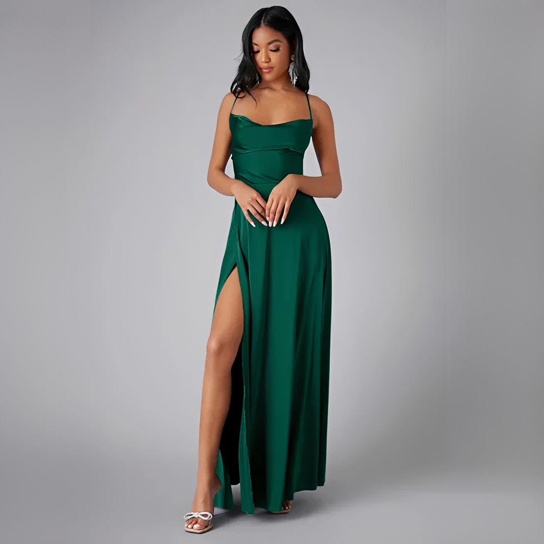 Robe Longue À Bretelles Avec Fente Haute Pour Femmes | Idéale Pour Soirées Et Événements Formels