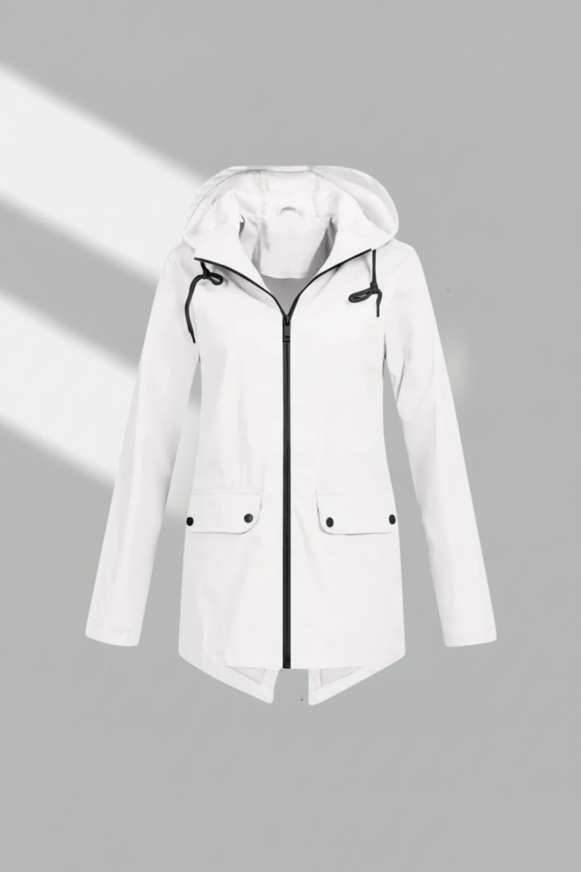 Manteau utilitaire à capuche et fermeture éclair longue
