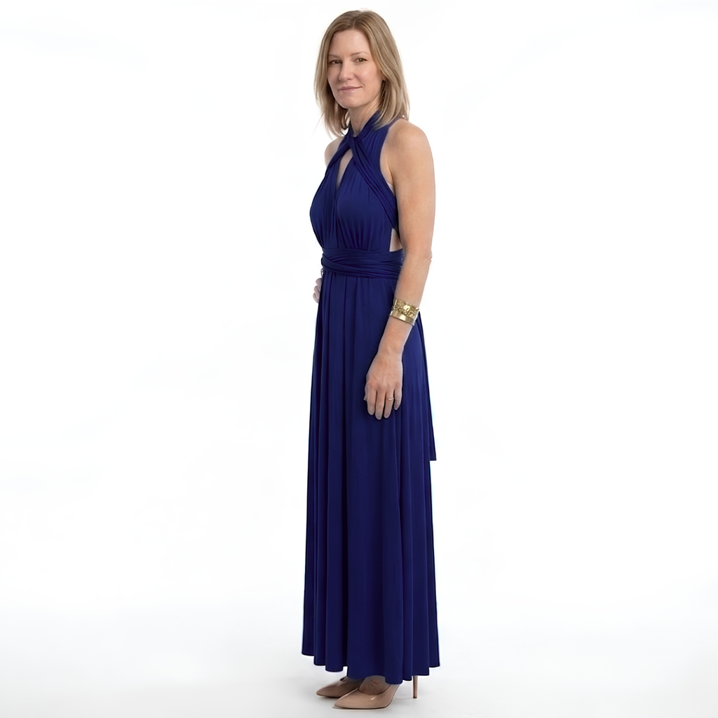 Robe Maxi Convertible Infinity avec Bretelles Multi-Positions et Jupe Fluide