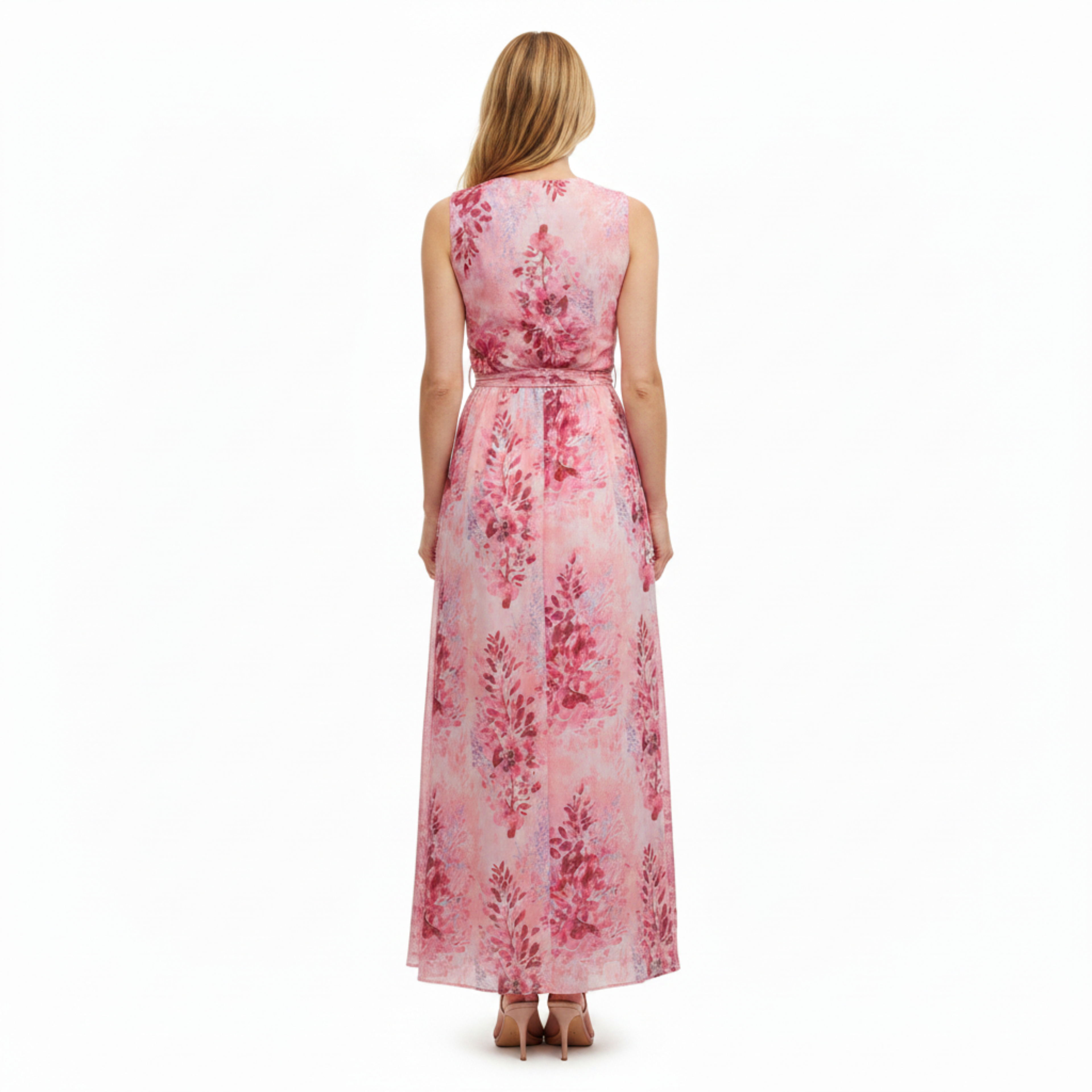 Robe Maxi Fleurie à Décolleté en V et Fente Latérale pour Femme