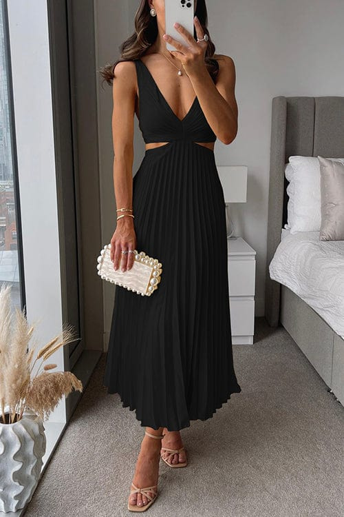 Sanne | Robe midi en satin chic avec des plis élégants