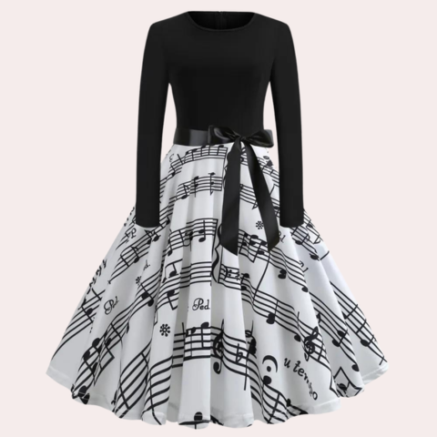 Robe à col rond à motifs floraux pour femme | Midi
