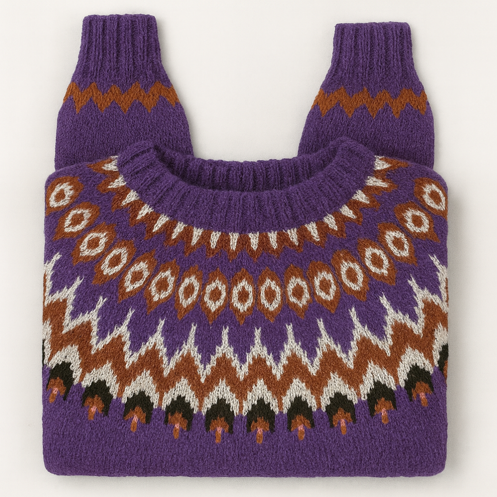 Pull Polo Tricoté pour Femme avec Motif Norvégien Coloré