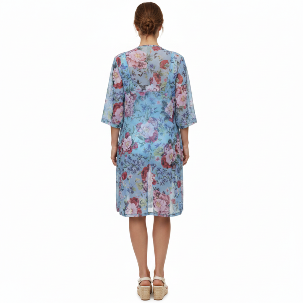 Maillot de Bain Une Pièce à Motif Floral avec Kimono Fluide pour Femme