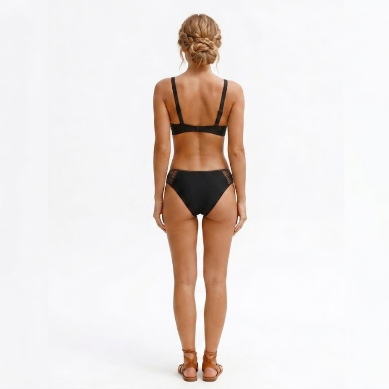 Bas de Maillot de Bain High Waist Bikini Bottoms avec Détails Transparents