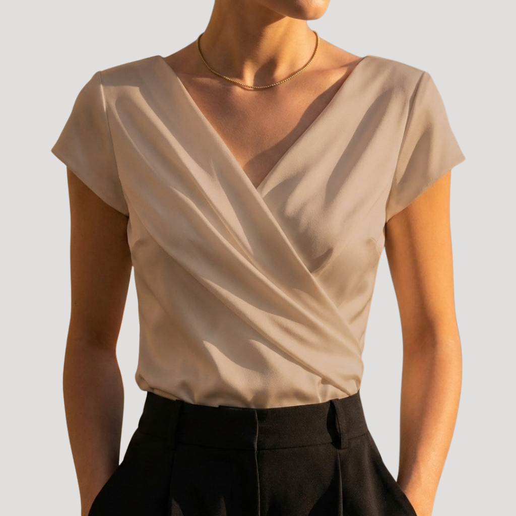 Blouse Drapée à Manches Courtes pour Femmes