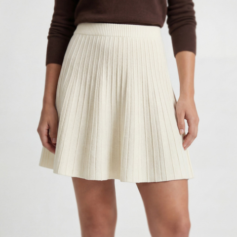 Jupe plissée en maille taille haute pour femme | Mini