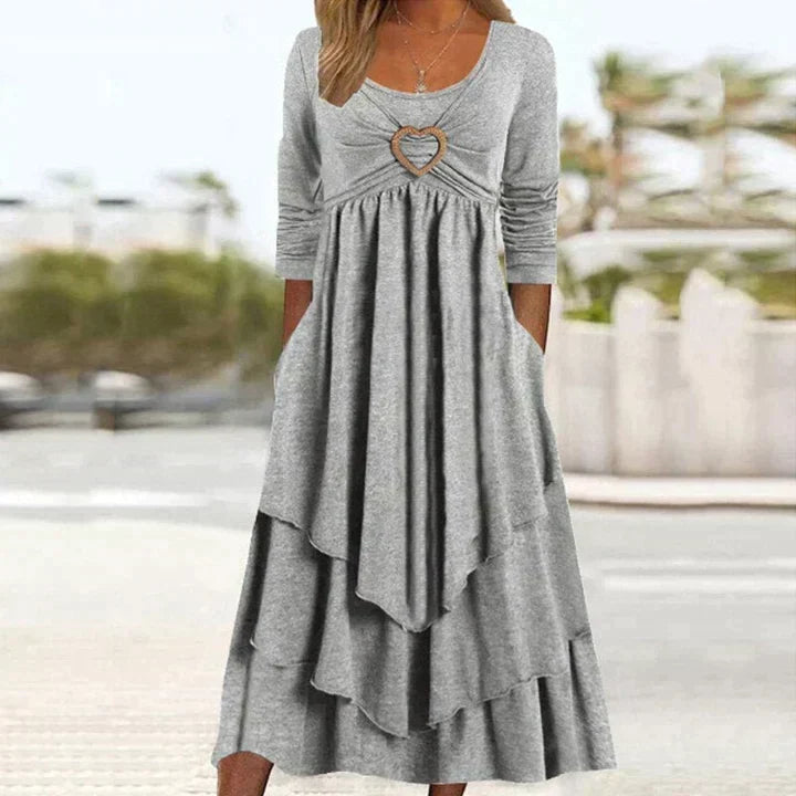Robe midi femme superposée avec détail cœur