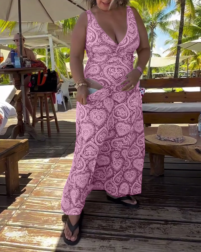 Maillot de bain sans bretelles imprimé cœur pour les vacances